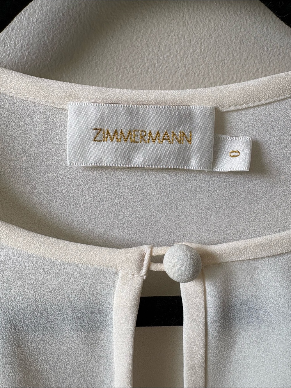Zimmermann Ivory Keyhole Blouse with Button-Trim Sleeves - Picture 2 of 7
